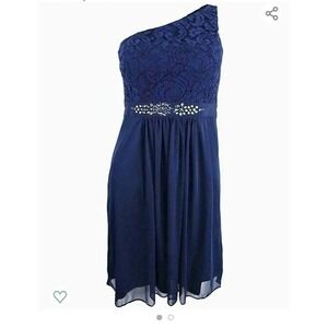 Adrianna Papell Jewel Belt Dress 2 One Shoulder GORGEOUS!